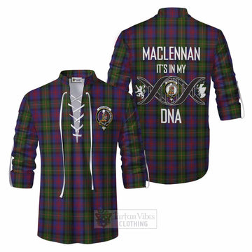 Tartan Vibes Clothing MacLennan (McLennan) Tartan Ghillie Kilt Shirt with Family Crest DNA In Me Style