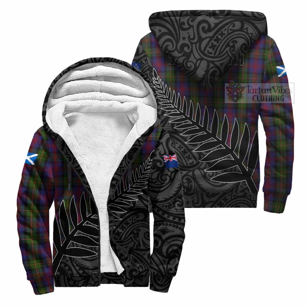 Tartan Vibes Clothing MacLennan (McLennan) Crest Tartan Sherpa Hoodie with New Zealand Silver Fern Half Style
