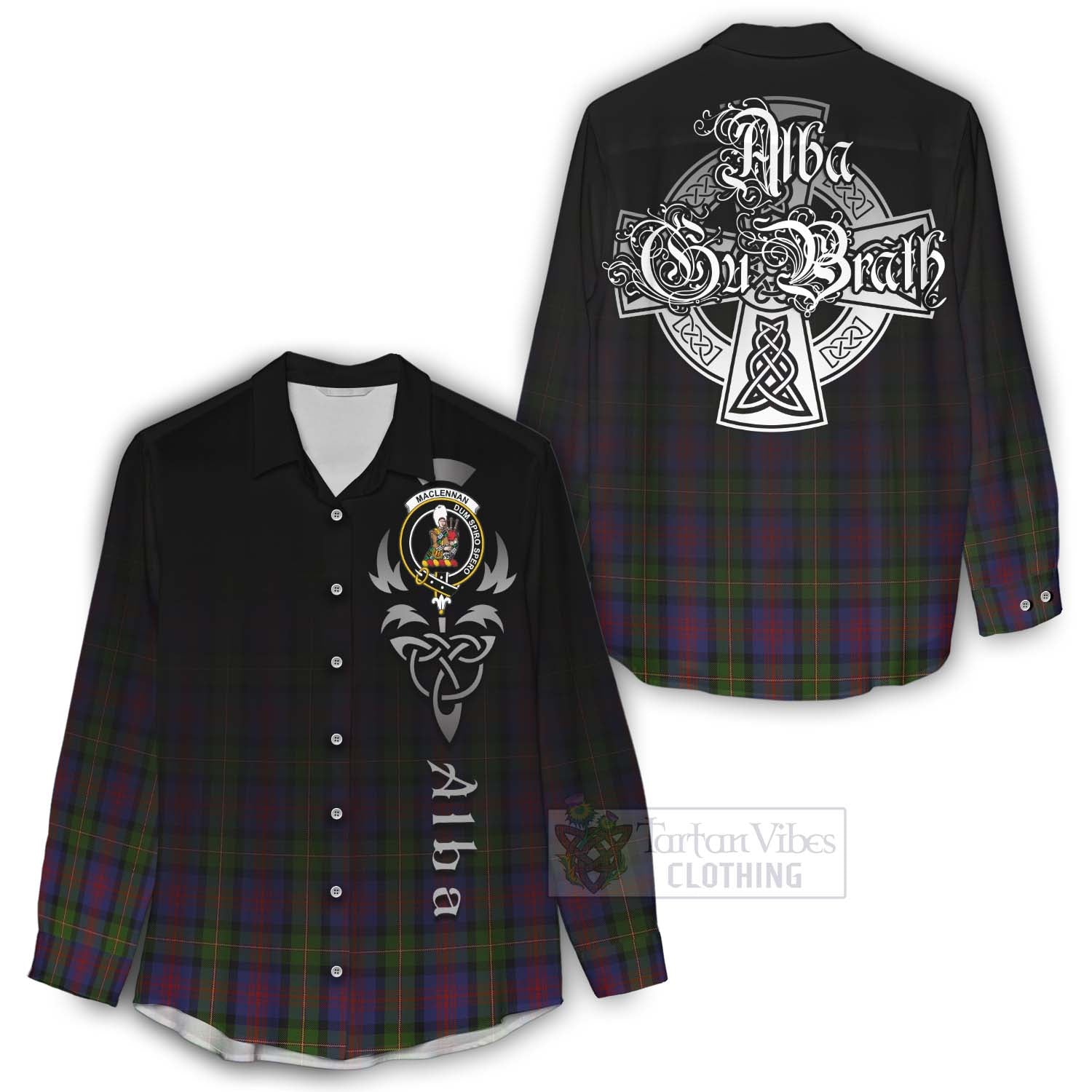 Tartan Vibes Clothing MacLennan (McLennan) Tartan Women's Casual Shirt Featuring Alba Gu Brath Family Crest Celtic Inspired