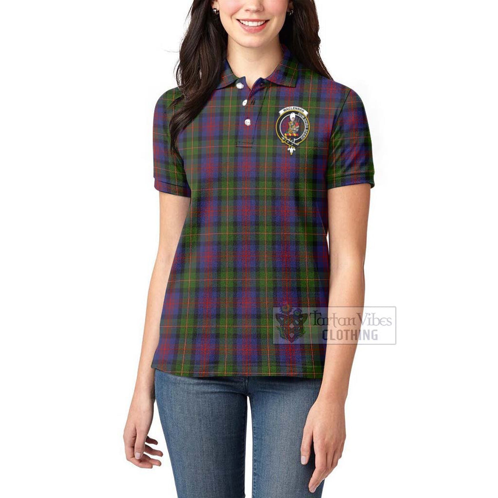 Tartan Vibes Clothing MacLennan (McLennan) Tartan Women's Polo Shirt with Family Crest Celtic Skull Style