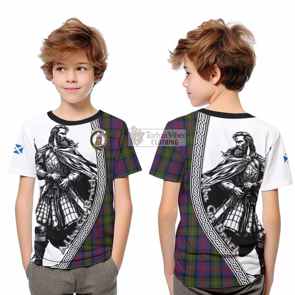 MacLennan (McLennan) Tartan Clan Crest Kid T-Shirt with Highlander Warrior Celtic Style