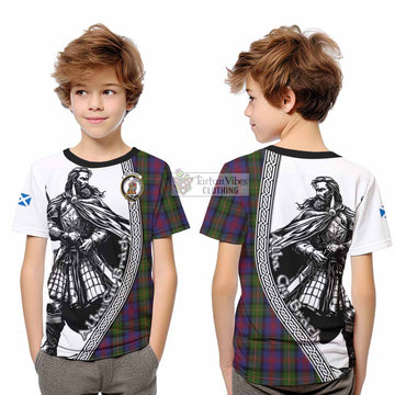 MacLennan (McLennan) Tartan Clan Crest Kid T-Shirt with Highlander Warrior Celtic Style