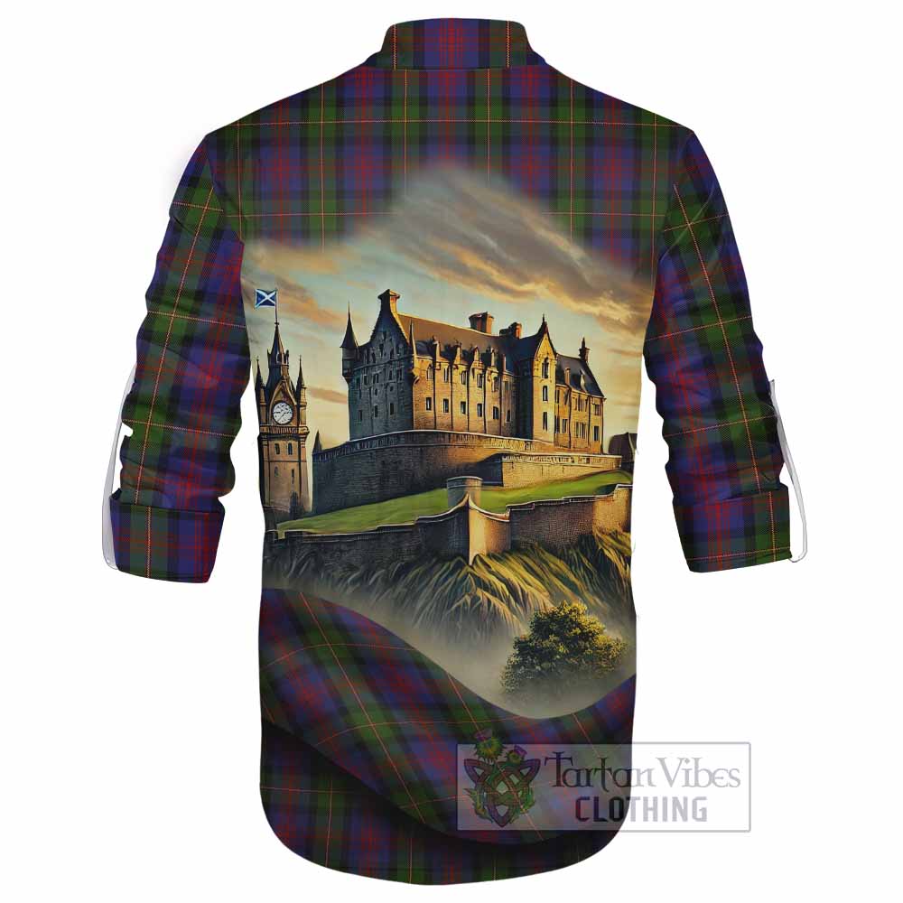 Tartan Vibes Clothing MacLennan (McLennan) Tartan Family Crest Ghillie Kilt Shirt with Scottish Ancient Castle Style