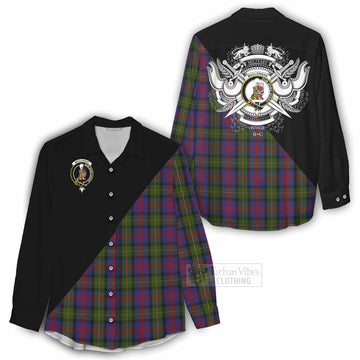MacLennan (McLennan) Tartan Women's Casual Shirt with Family Crest and Military Logo Style