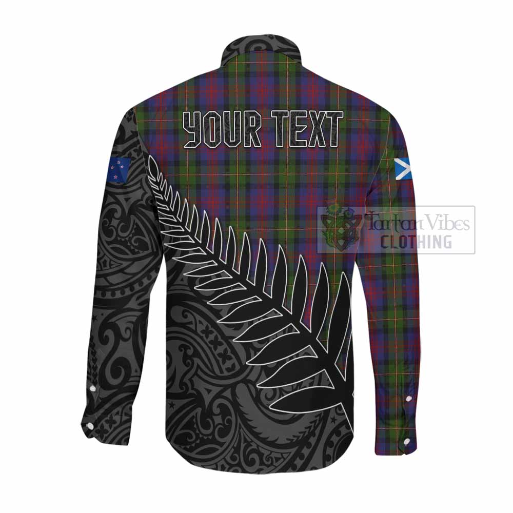 Tartan Vibes Clothing MacLennan (McLennan) Crest Tartan Long Sleeve Button Shirt with New Zealand Silver Fern Half Style