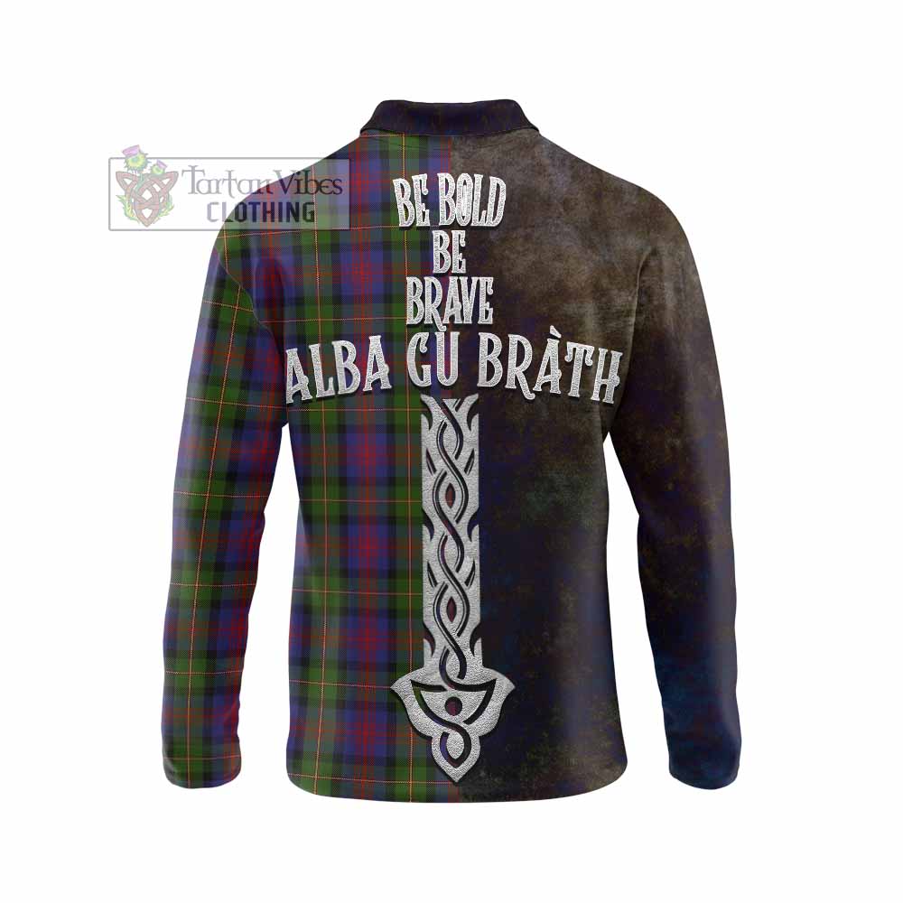Tartan Vibes Clothing MacLennan (McLennan) Tartan Family Crest Long Sleeve Polo Shirt Alba Gu Brath Be Brave Lion Ancient Style
