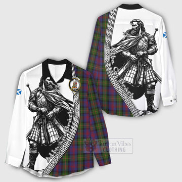 Tartan Vibes Clothing MacLennan (McLennan) Tartan Clan Crest Women's Casual Shirt with Highlander Warrior Celtic Style