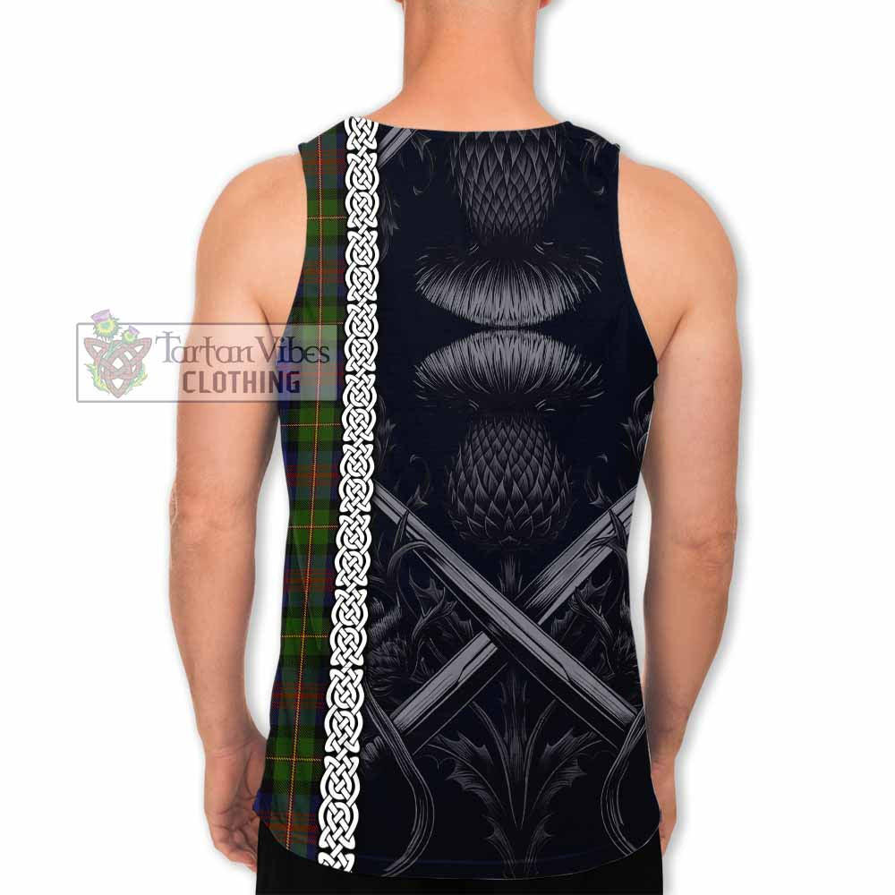 Tartan Vibes Clothing MacLennan (McLennan) Tartan Men's Tank Top with Family Crest Cross Sword Thistle Celtic Vibes
