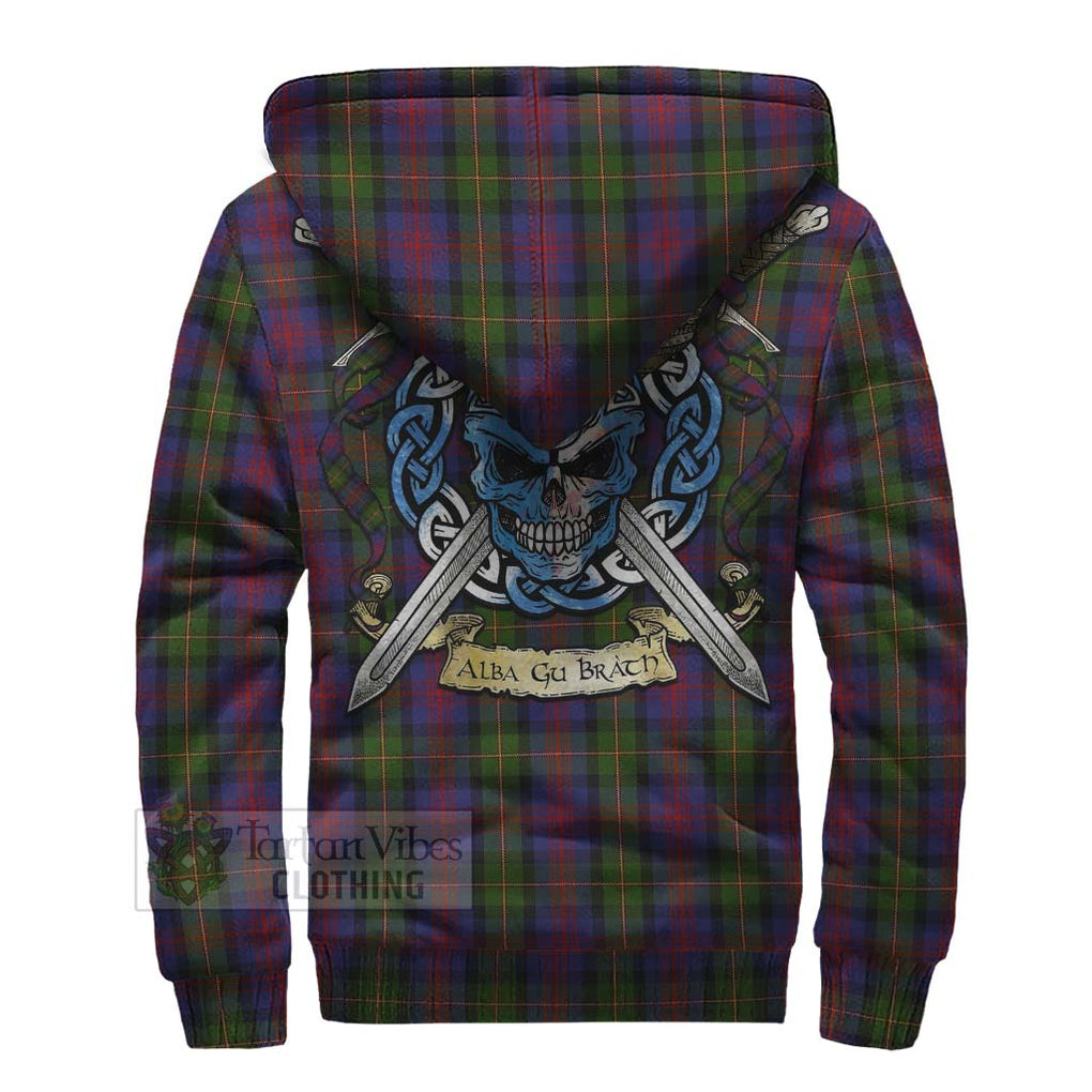 Tartan Vibes Clothing MacLennan (McLennan) Tartan Sherpa Hoodie with Family Crest Celtic Skull Style