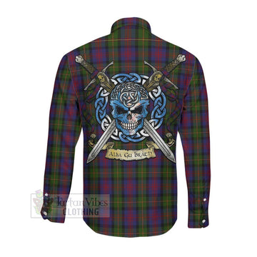 MacLennan (McLennan) Tartan Long Sleeve Button Shirt with Family Crest Celtic Skull Style
