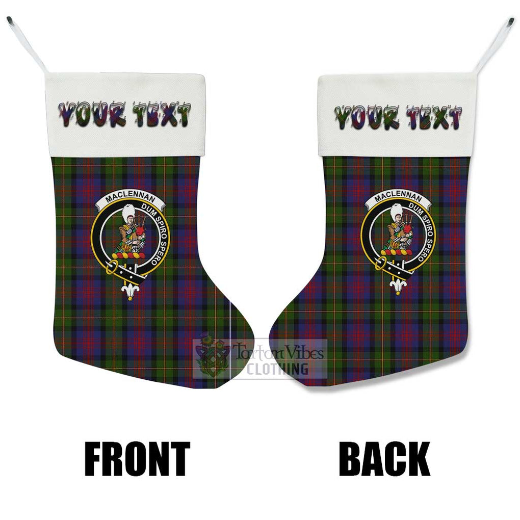 Tartan Vibes Clothing MacLennan (McLennan) Tartan Family Crest Christmas Stocking with Personalized Text