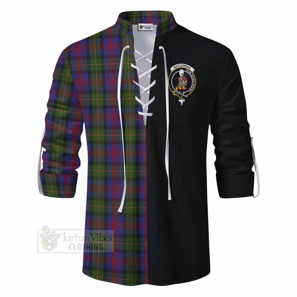 Tartan Vibes Clothing MacLennan (McLennan) Tartan Ghillie Kilt Shirt with Family Crest and Half Of Me Style