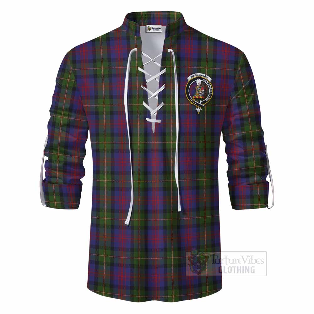 Tartan Vibes Clothing MacLennan (McLennan) Tartan Ghillie Kilt Shirt with Family Crest DNA In Me Style