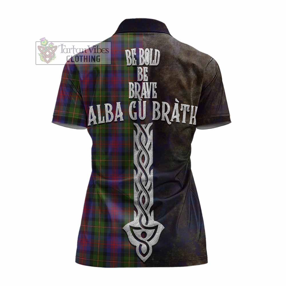 Tartan Vibes Clothing MacLennan (McLennan) Tartan Family Crest Women's Polo Shirt Alba Gu Brath Be Brave Lion Ancient Style