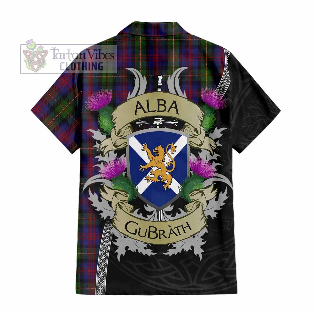 Tartan Vibes Clothing MacLennan (McLennan) Tartan Family Crest Short Sleeve Button Shirt Lion Rampant Royal Thistle Shield Celtic Inspired