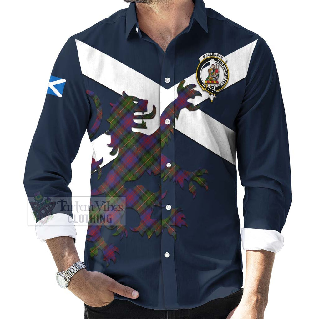 Tartan Vibes Clothing MacLennan (McLennan) Tartan Lion Rampant Long Sleeve Button Shirt – Proudly Display Your Heritage with Alba Gu Brath and Clan Name
