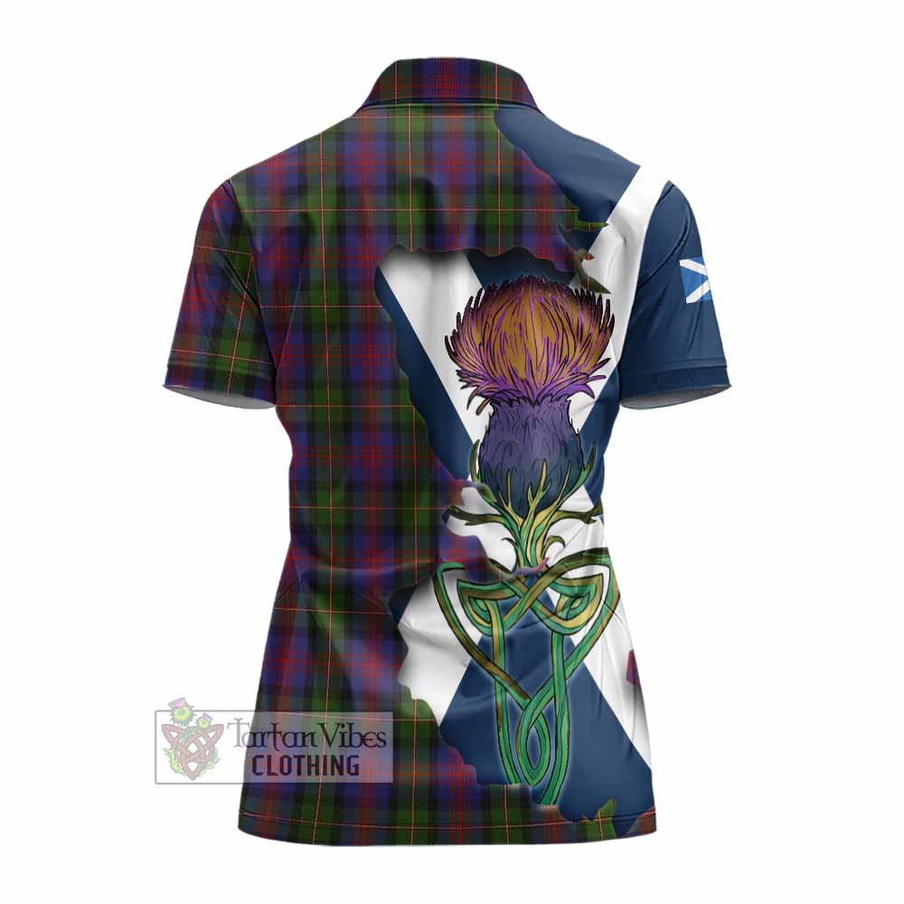 Tartan Vibes Clothing MacLennan (McLennan) Tartan Family Crest Women's Polo Shirt Scottish Thistle Celtic Inspired