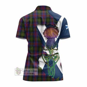 Tartan Vibes Clothing MacLennan (McLennan) Tartan Family Crest Women's Polo Shirt Scottish Thistle Celtic Inspired