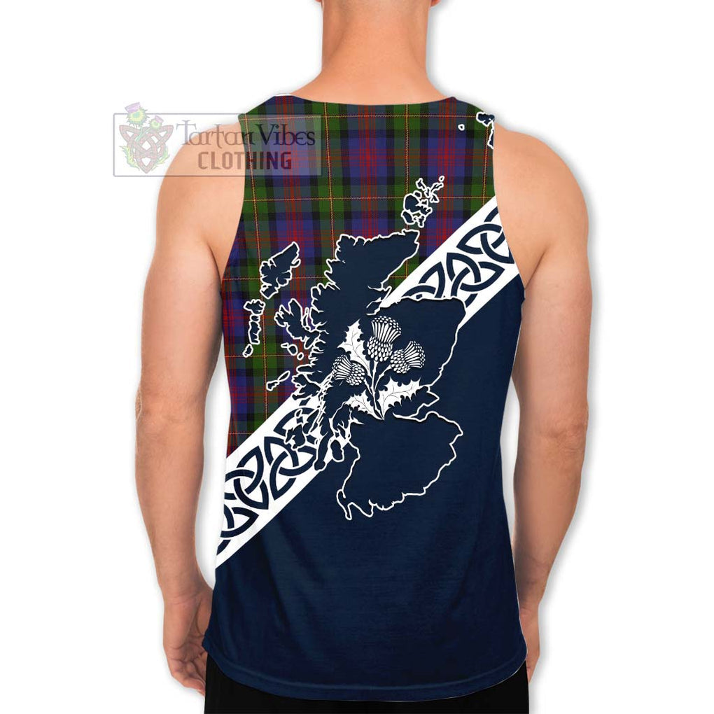 Tartan Vibes Clothing MacLennan (McLennan) Tartan Men's Tank Top Featuring Thistle and Scotland Map