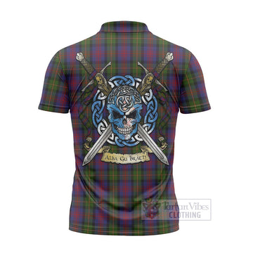MacLennan (McLennan) Tartan Zipper Polo Shirt with Family Crest Celtic Skull Style