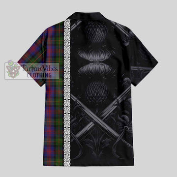 MacLennan (McLennan) Tartan Hawaiian Shirt with Family Crest Cross Sword Thistle Celtic Vibes