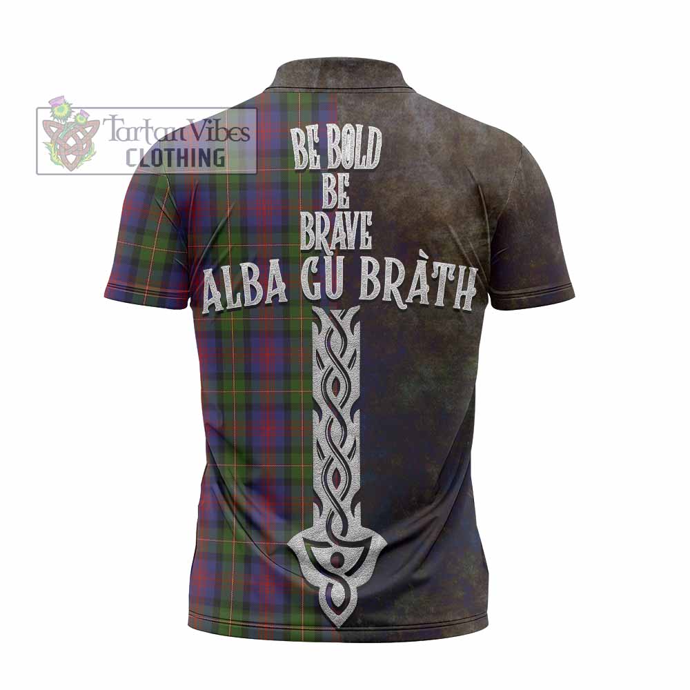 Tartan Vibes Clothing MacLennan (McLennan) Tartan Family Crest Zipper Polo Shirt Alba Gu Brath Be Brave Lion Ancient Style