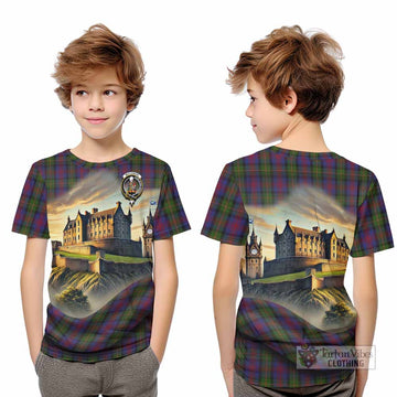 MacLennan (McLennan) Tartan Family Crest Kid T-Shirt with Scottish Ancient Castle Style