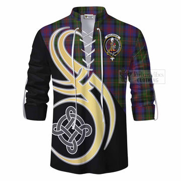Tartan Vibes Clothing MacLennan (McLennan) Tartan Ghillie Kilt Shirt with Family Crest and Celtic Symbol Style