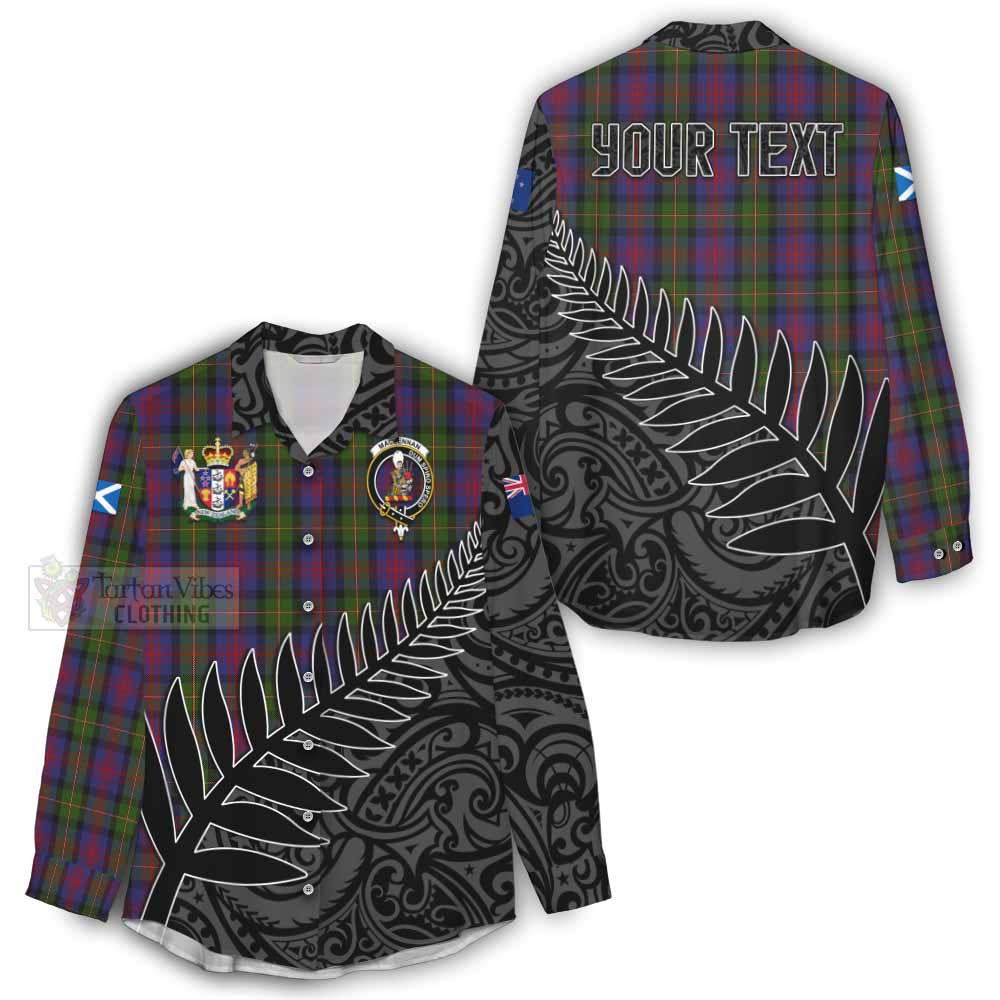 Tartan Vibes Clothing MacLennan (McLennan) Crest Tartan Women's Casual Shirt with New Zealand Silver Fern Half Style