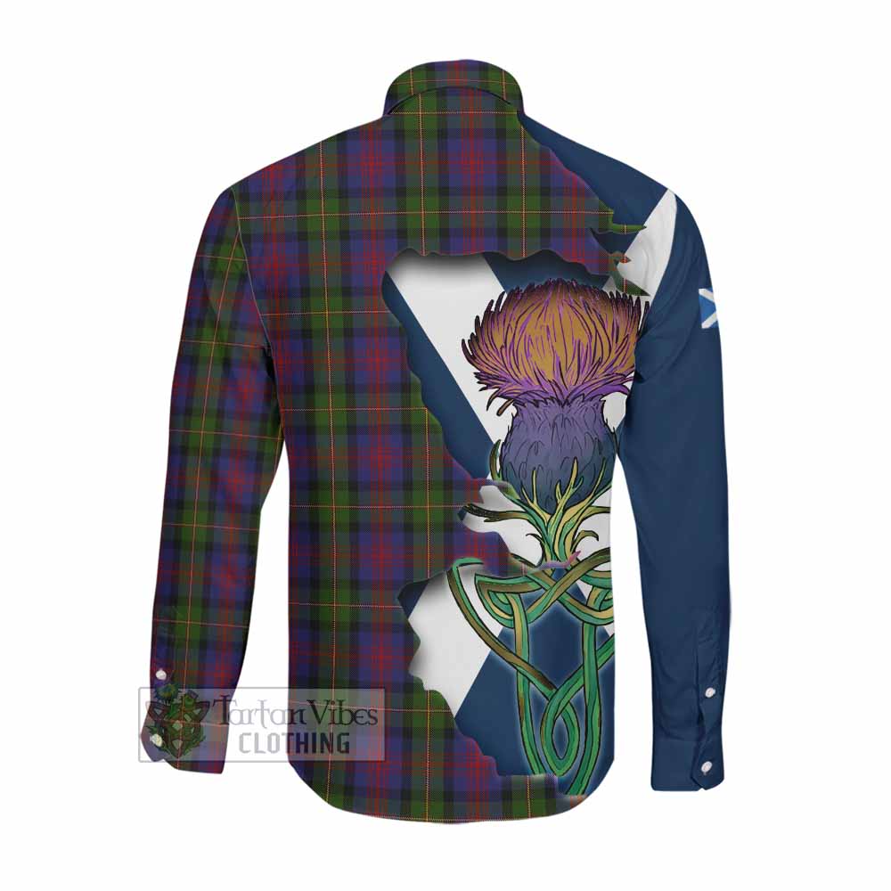 Tartan Vibes Clothing MacLennan (McLennan) Tartan Family Crest Long Sleeve Button Shirt Scottish Thistle Celtic Inspired