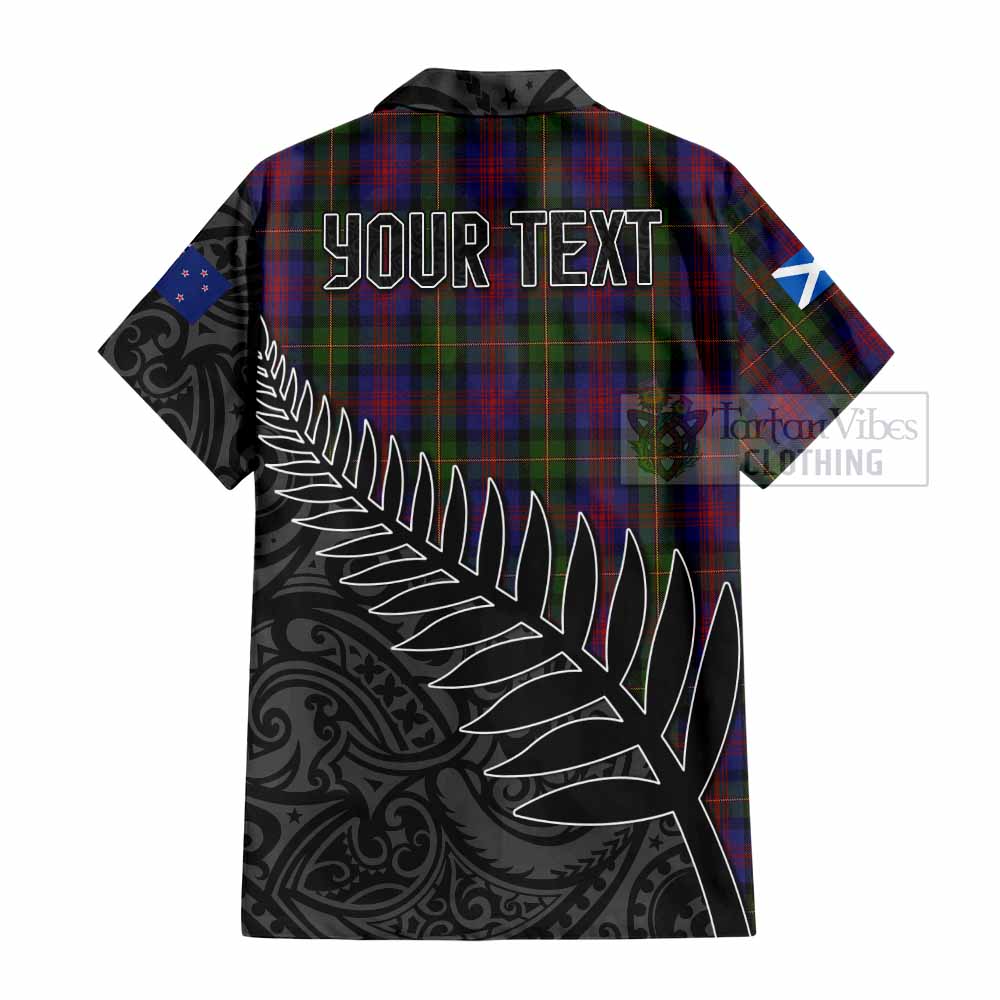 Tartan Vibes Clothing MacLennan (McLennan) Crest Tartan Short Sleeve Button Shirt with New Zealand Silver Fern Half Style