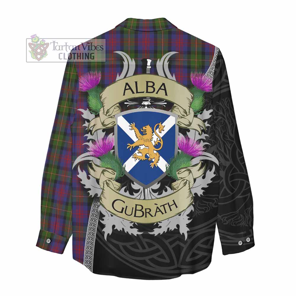 Tartan Vibes Clothing MacLennan (McLennan) Tartan Family Crest Women's Casual Shirt Lion Rampant Royal Thistle Shield Celtic Inspired