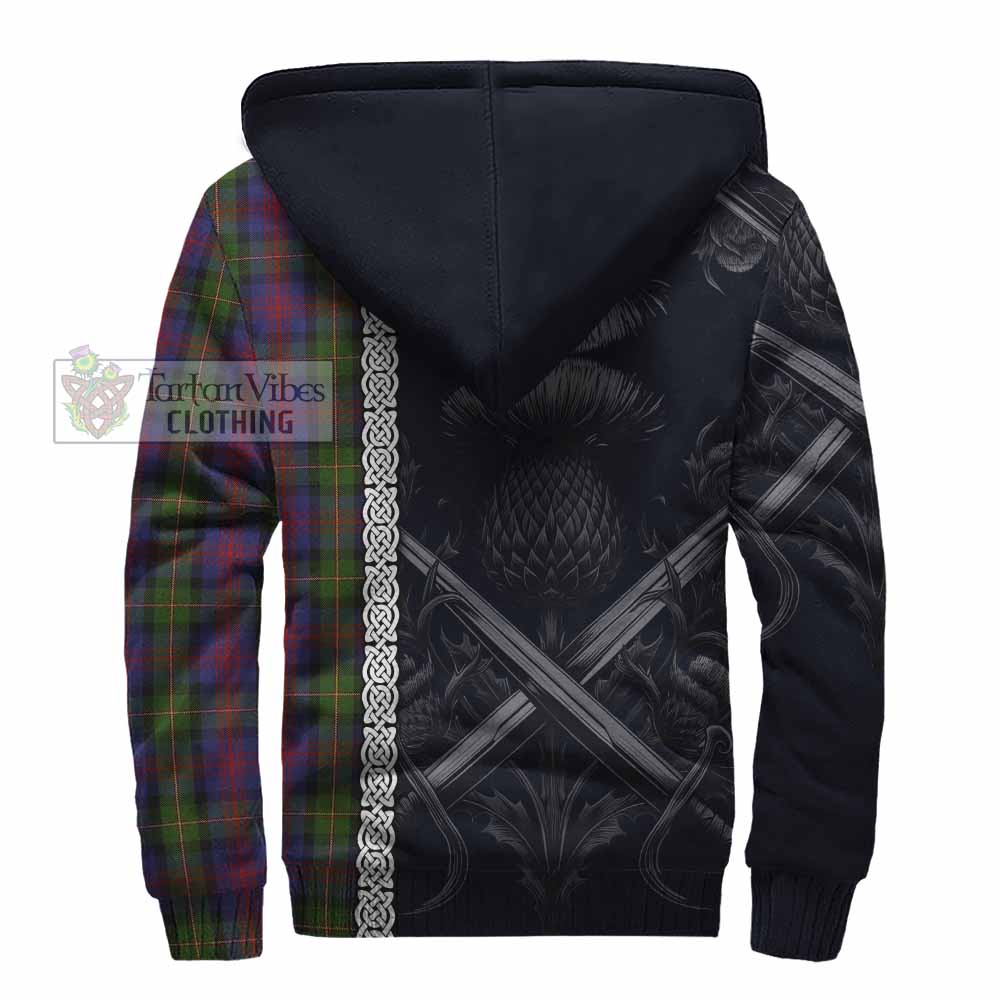 Tartan Vibes Clothing MacLennan (McLennan) Tartan Sherpa Hoodie with Family Crest Cross Sword Thistle Celtic Vibes