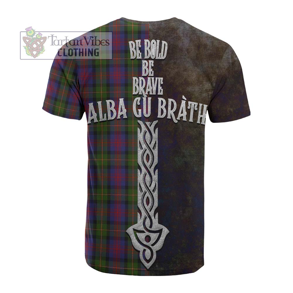 Tartan Vibes Clothing MacLennan (McLennan) Tartan Family Crest Cotton T-shirt Alba Gu Brath Be Brave Lion Ancient Style