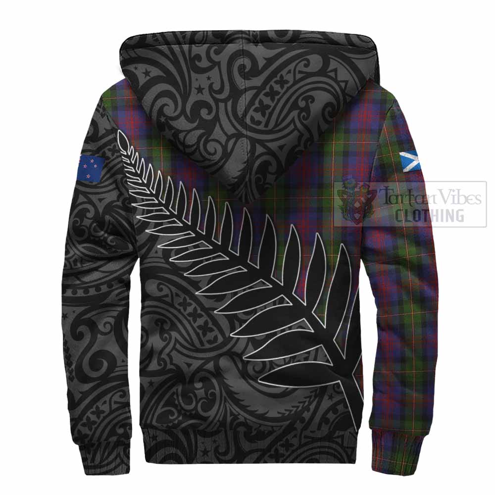 Tartan Vibes Clothing MacLennan (McLennan) Crest Tartan Sherpa Hoodie with New Zealand Silver Fern Half Style