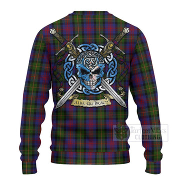 MacLennan (McLennan) Tartan Ugly Sweater with Family Crest Celtic Skull Style