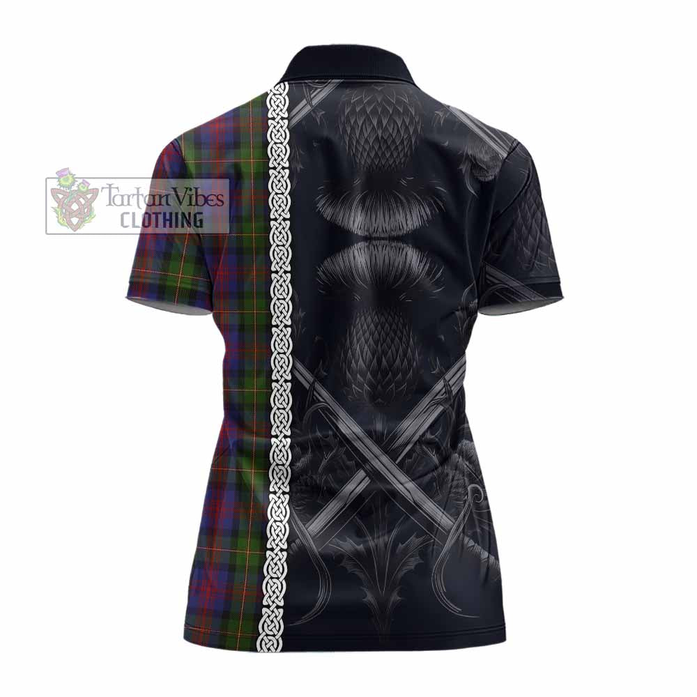 Tartan Vibes Clothing MacLennan (McLennan) Tartan Women's Polo Shirt with Family Crest Cross Sword Thistle Celtic Vibes