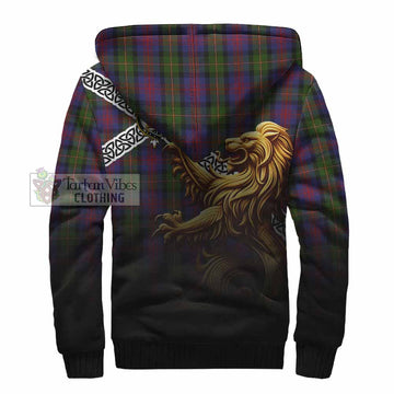 MacLennan (McLennan) Crest Tartan Sherpa Hoodie with Golden Lion Emblem Celtic Style