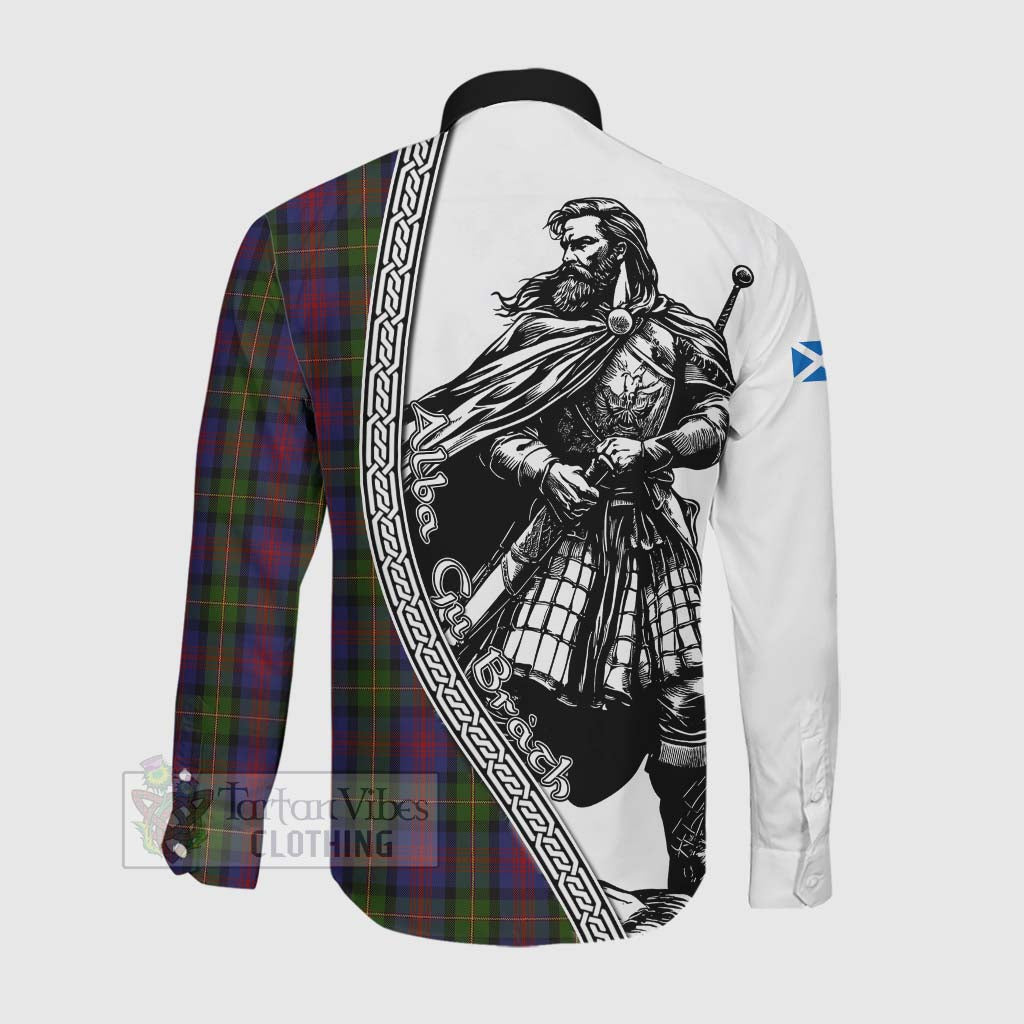 Tartan Vibes Clothing MacLennan (McLennan) Tartan Clan Crest Long Sleeve Button Shirt with Highlander Warrior Celtic Style