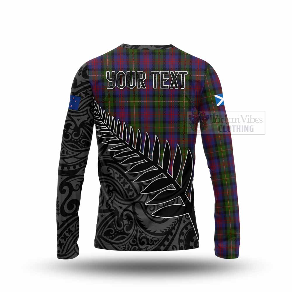 Tartan Vibes Clothing MacLennan (McLennan) Crest Tartan Long Sleeve T-Shirt with New Zealand Silver Fern Half Style