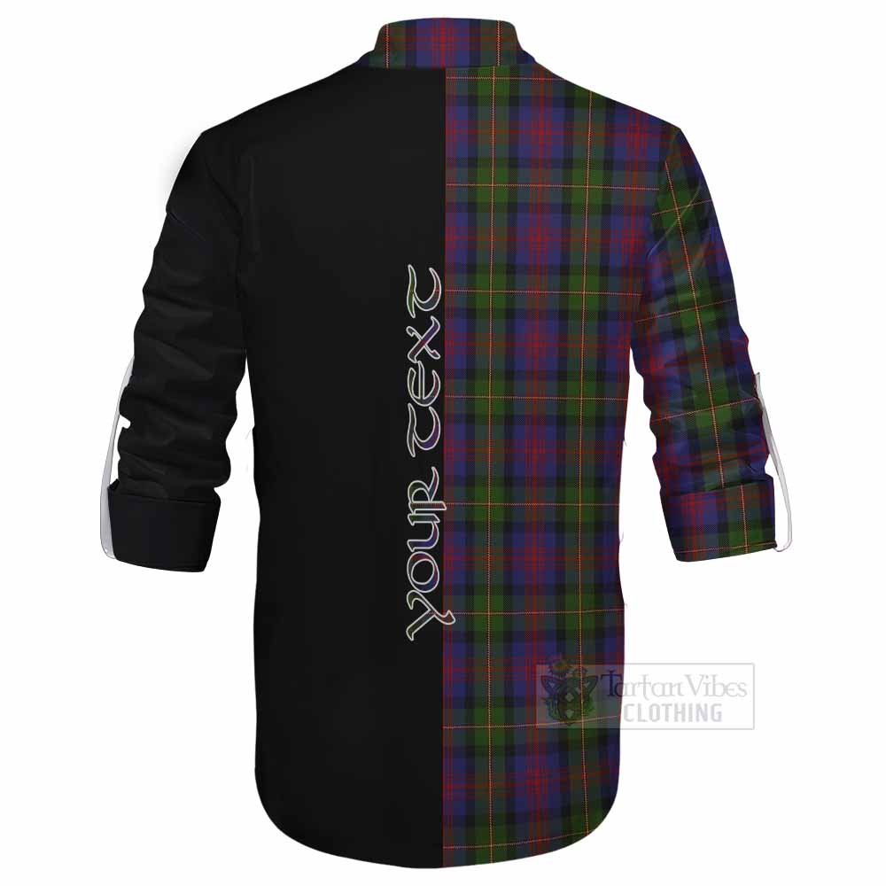 Tartan Vibes Clothing MacLennan (McLennan) Tartan Ghillie Kilt Shirt with Family Crest and Half Of Me Style