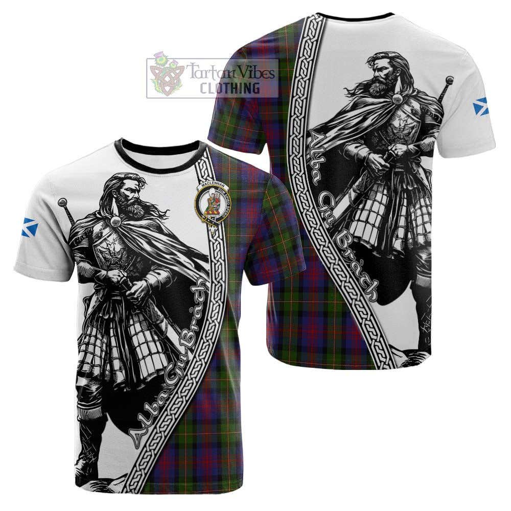 MacLennan (McLennan) Tartan Clan Crest Cotton T-shirt with Highlander Warrior Celtic Style