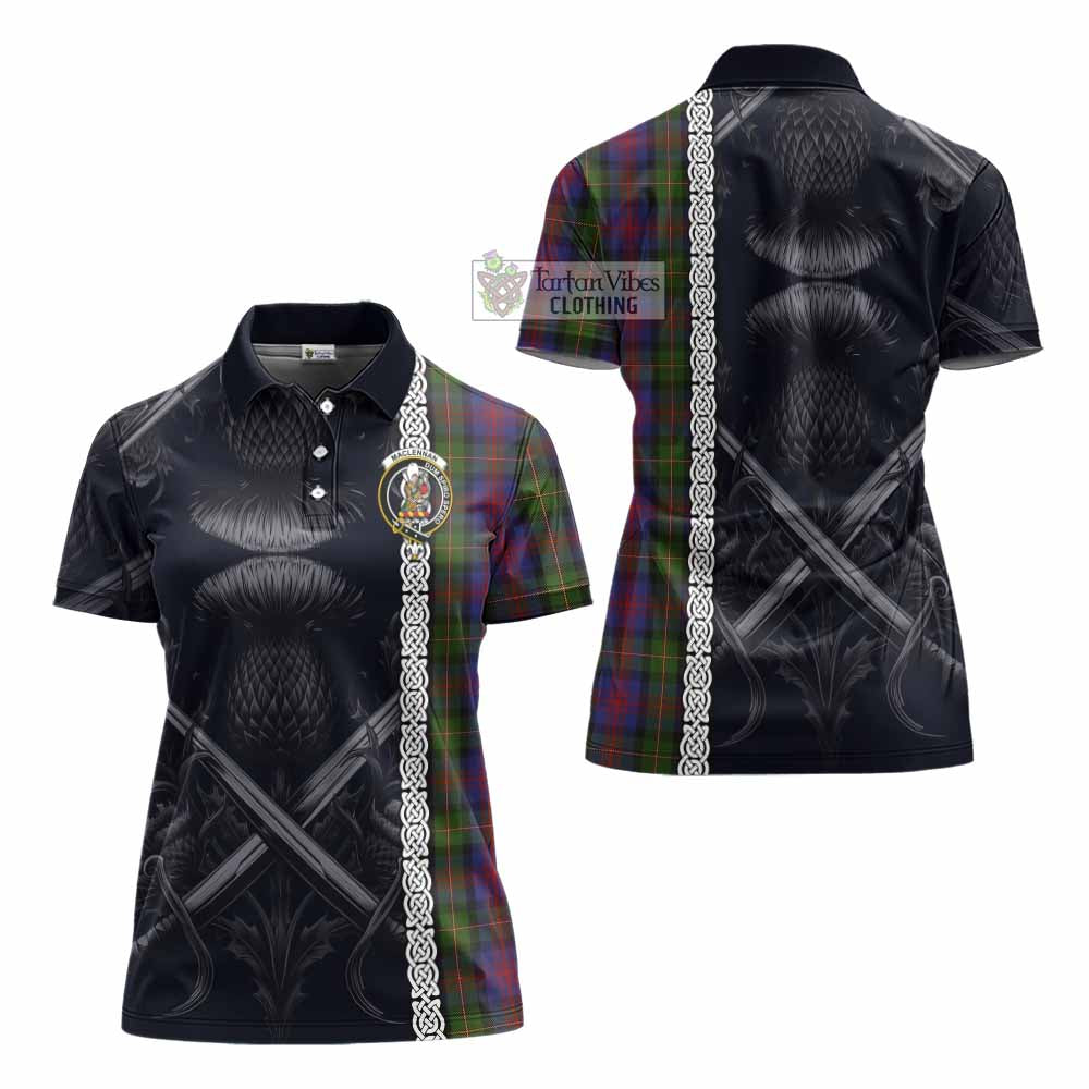 Tartan Vibes Clothing MacLennan (McLennan) Tartan Women's Polo Shirt with Family Crest Cross Sword Thistle Celtic Vibes
