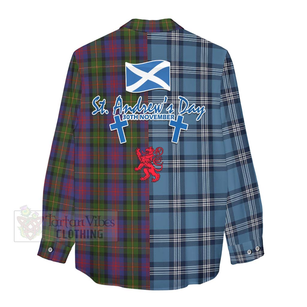 Tartan Vibes Clothing MacLennan (McLennan) Tartan Women's Casual Shirt Happy St. Andrew's Day Half Tartan Style