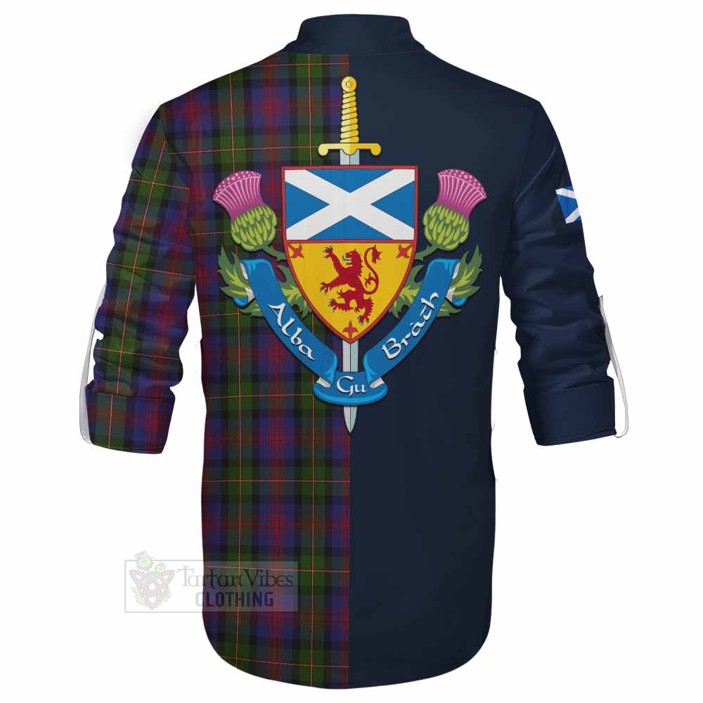 MacLennan (McLennan) Tartan Ghillie Kilt Shirt Alba with Scottish Lion Royal Arm Half Style