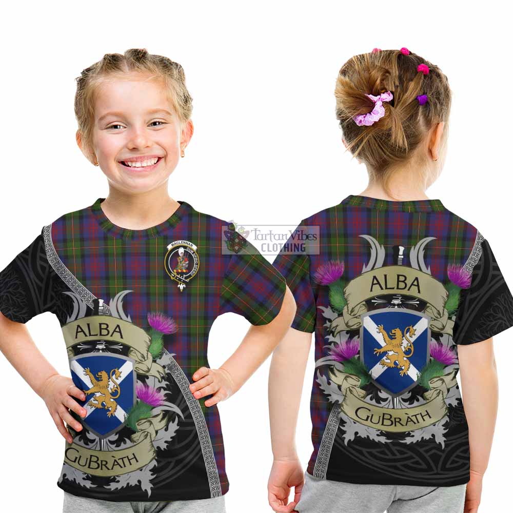 Tartan Vibes Clothing MacLennan (McLennan) Tartan Family Crest Kid T-Shirt Lion Rampant Royal Thistle Shield Celtic Inspired