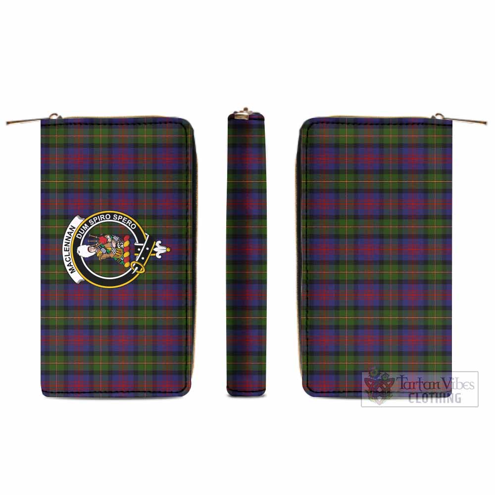 Tartan Vibes Clothing MacLennan (McLennan) Tartan Women's Leather Wallet with Family Crest