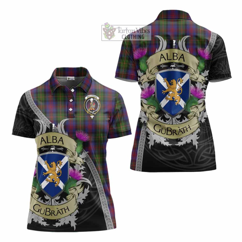 Tartan Vibes Clothing MacLennan (McLennan) Tartan Family Crest Women's Polo Shirt Lion Rampant Royal Thistle Shield Celtic Inspired