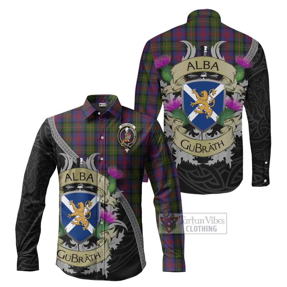 Tartan Vibes Clothing MacLennan (McLennan) Tartan Family Crest Long Sleeve Button Shirt Lion Rampant Royal Thistle Shield Celtic Inspired