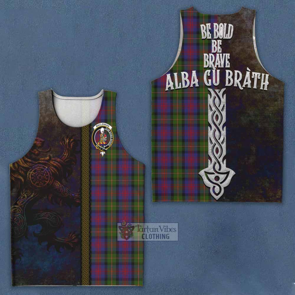 Tartan Vibes Clothing MacLennan (McLennan) Tartan Family Crest Men's Tank Top Alba Gu Brath Be Brave Lion Ancient Style